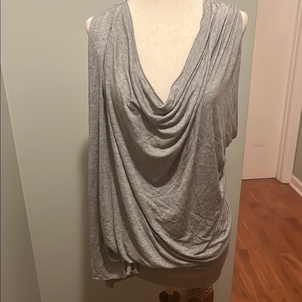 22nd By Binee Asymmetrical Gray Drape Top